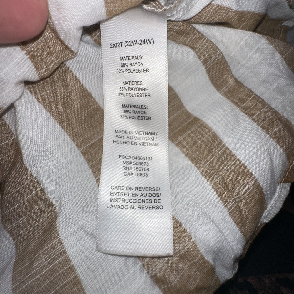 STUDIO 1886 Brown White Striped Collared Button Down Tunic Shirt 2XL Blouse EUC - Picture 4 of 6